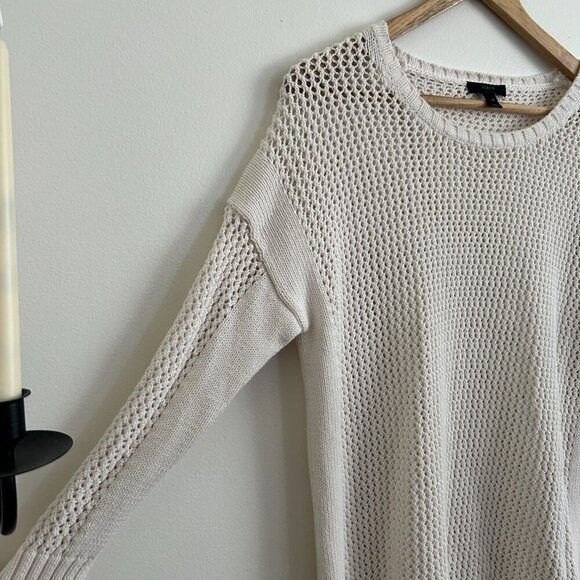 J CREW Women's Cream Open-Knit XS 100% Cotton 1/4 Sleeve Oversized Sweater - Picture 5 of 5